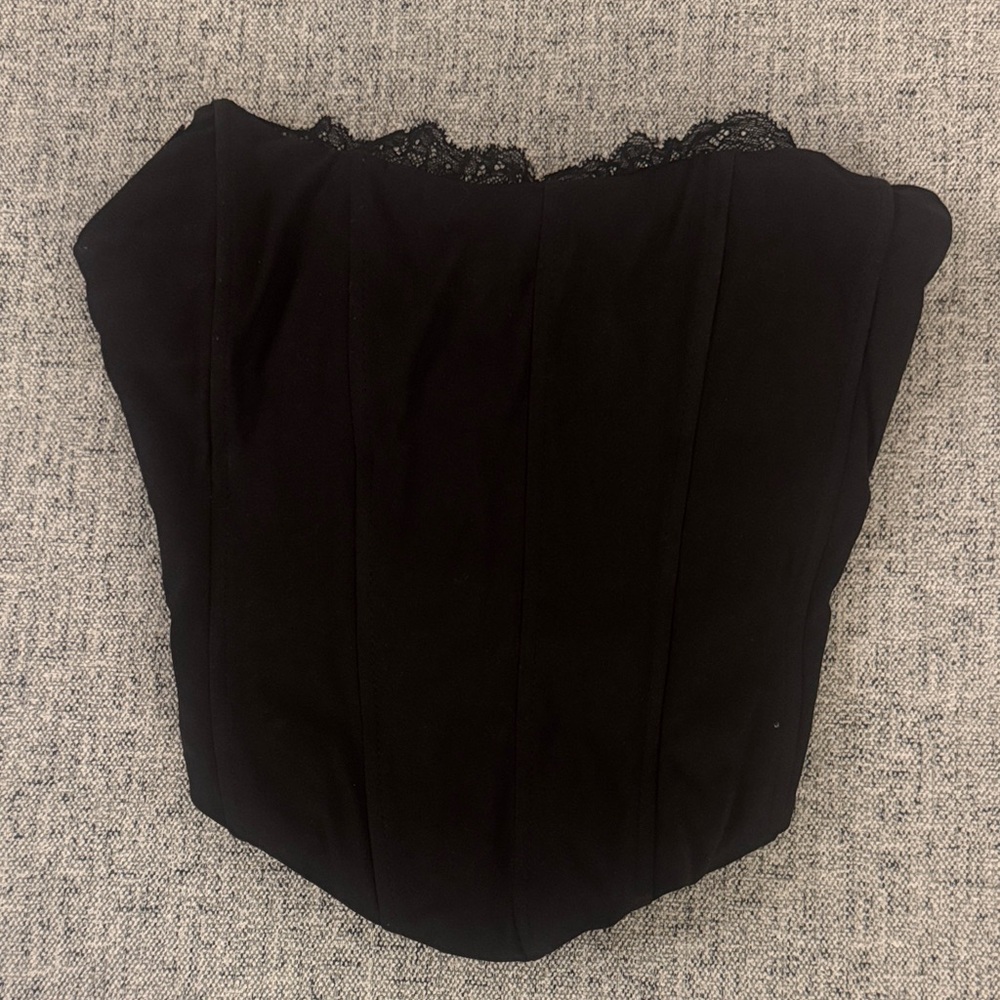 Garage Classic Black Lace-Trimmed corset Top